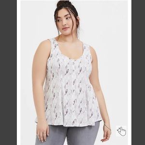 Torrid | 00X (M/L) | Fit & Flare Stretch Challis Button-Front Tank